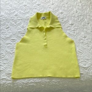 Yellow Sleeveless Polo Blouse with Cropped Length